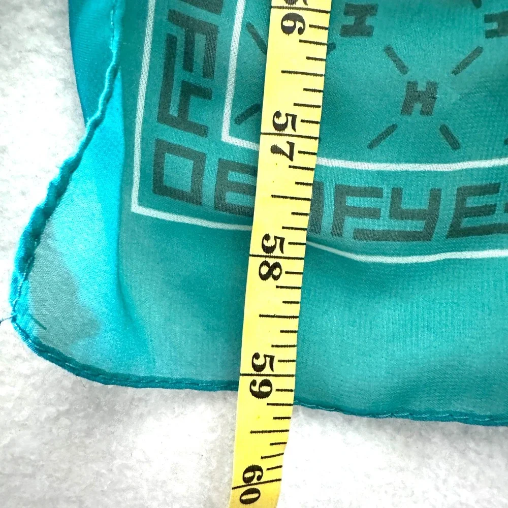 Effy Hematian 59x18 Turquoise Blue Monogram H Logo Oblong Scarf Greek Key Border